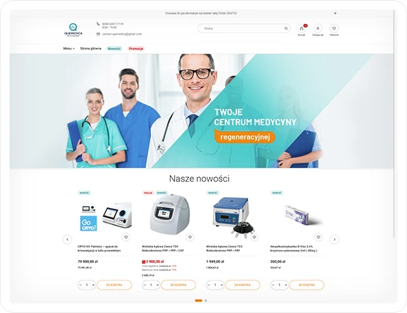 quemedica.com korzysta z Umbrella PRO SF i Shoper