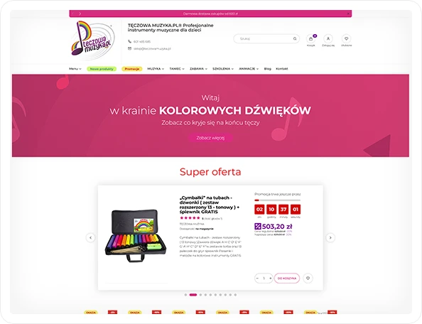 teczowamuzyka.pl korzysta z Umbrella PRO SF i Shoper